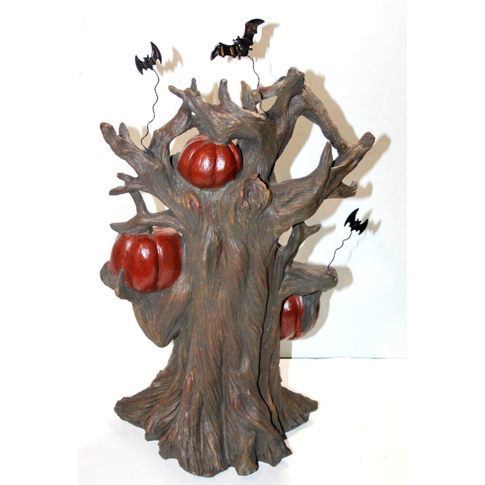 Transpac Resin Light Up Spooky Screaming Tree Bats Halloween Battery 18" Rare - Picture 3 of 8